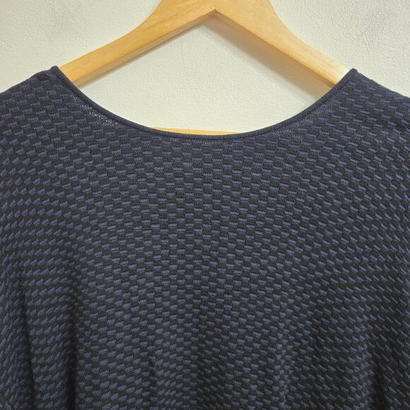 EILEEN FISHER Women Boxy Oversized Lagenlook Open Back Knit Sweater M Blue Black - Picture 3 of 11